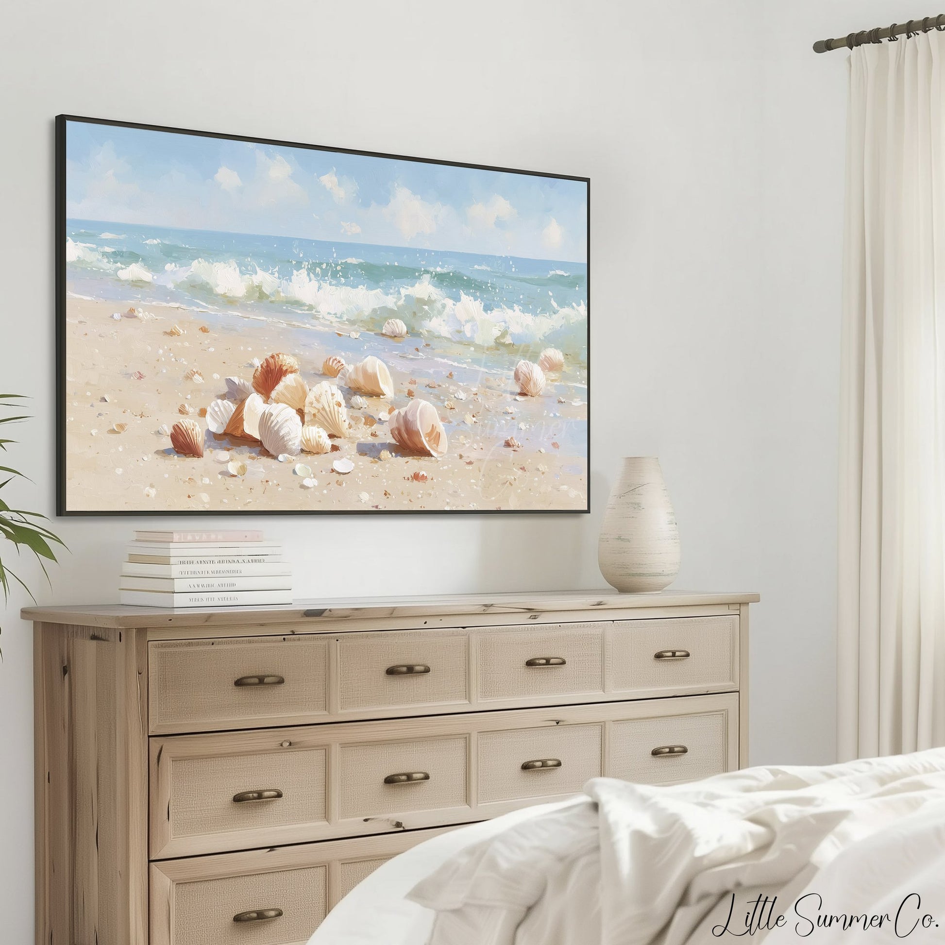 Beach Shells Frame TV Art displayed on a TV