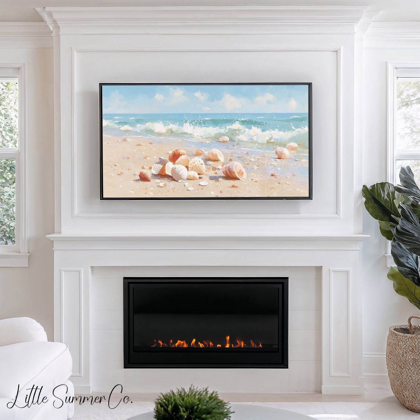 Beach Shells Frame TV Art displayed on a TV