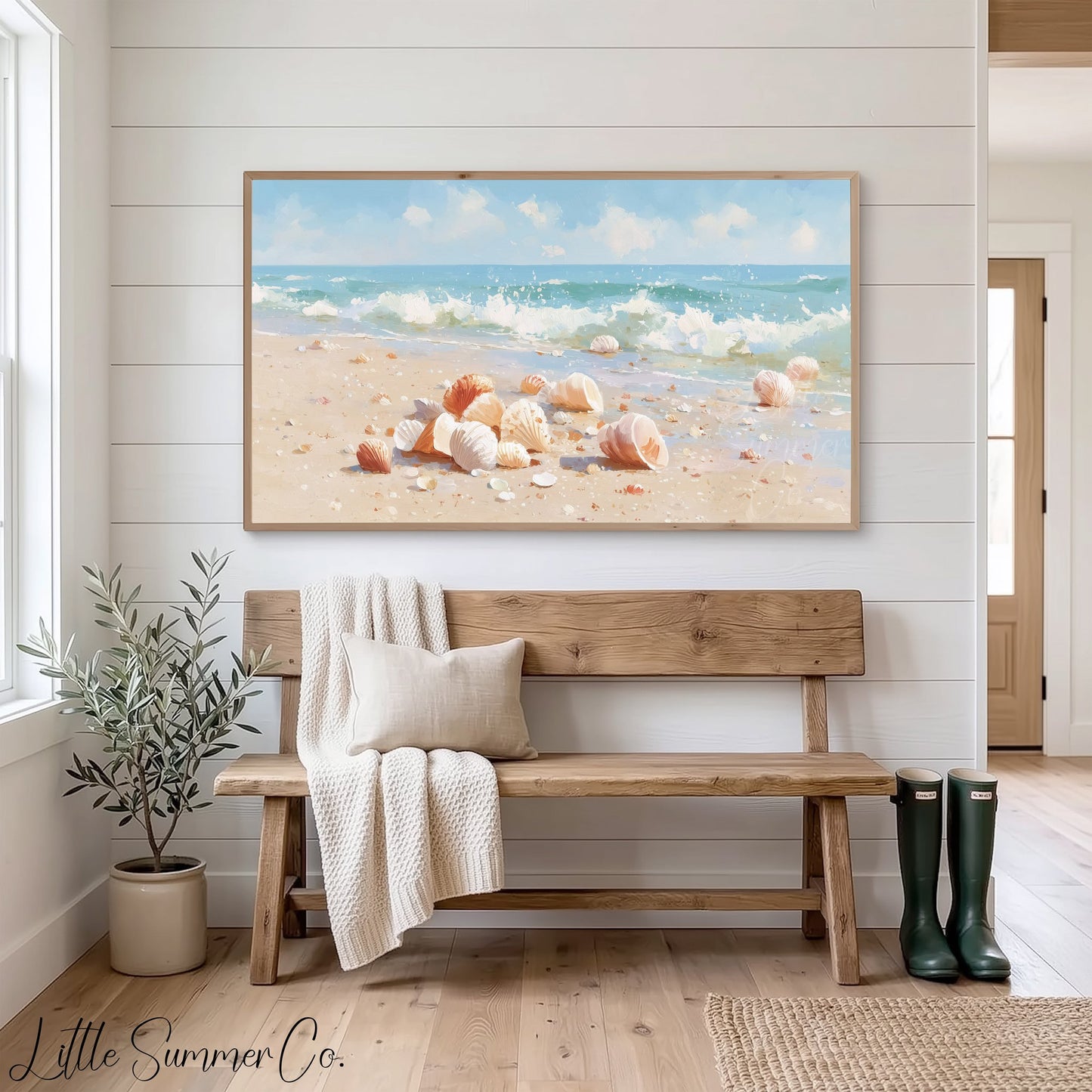 Beach Shells Frame TV Art displayed on a TV
