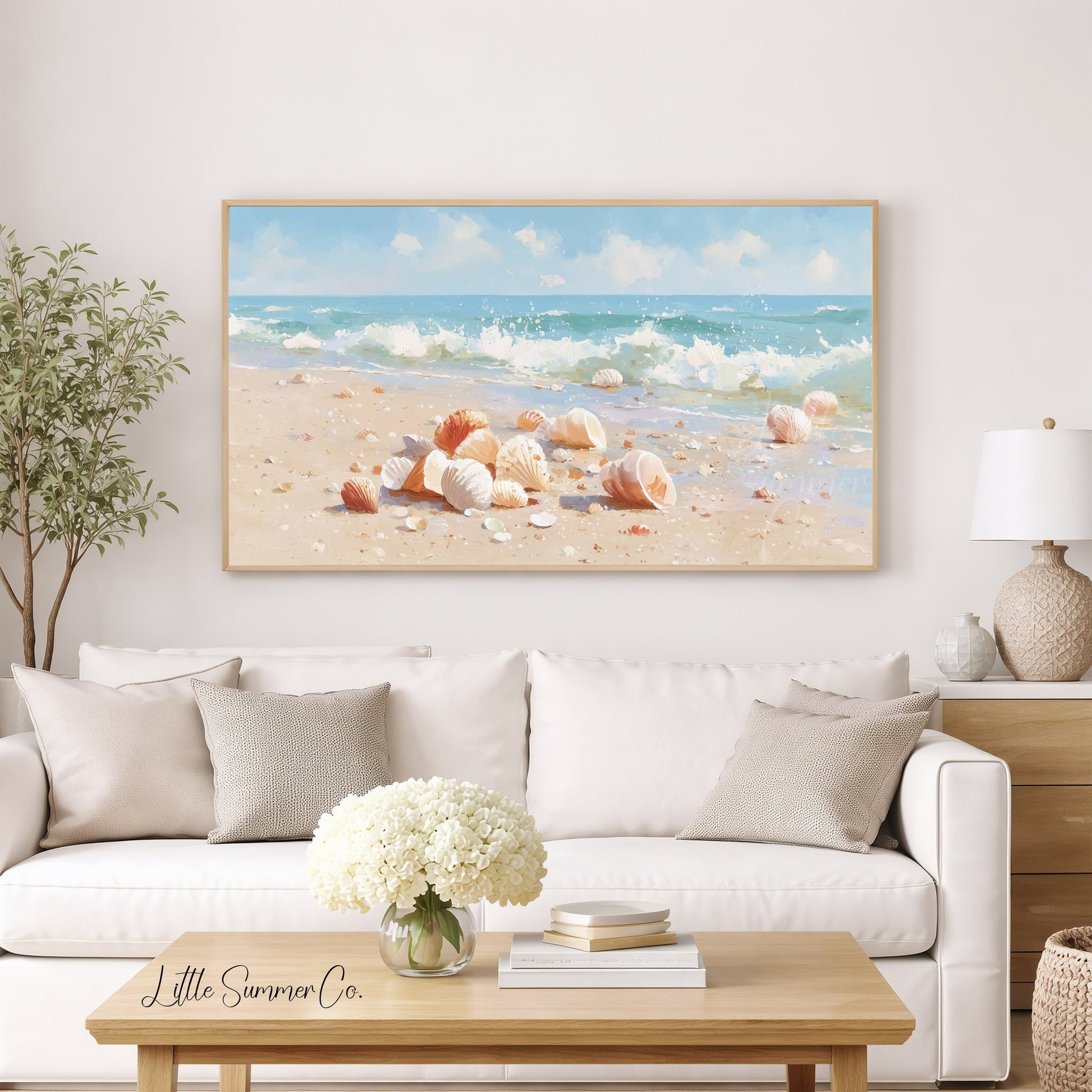Beach Shells Frame TV Art displayed on a TV