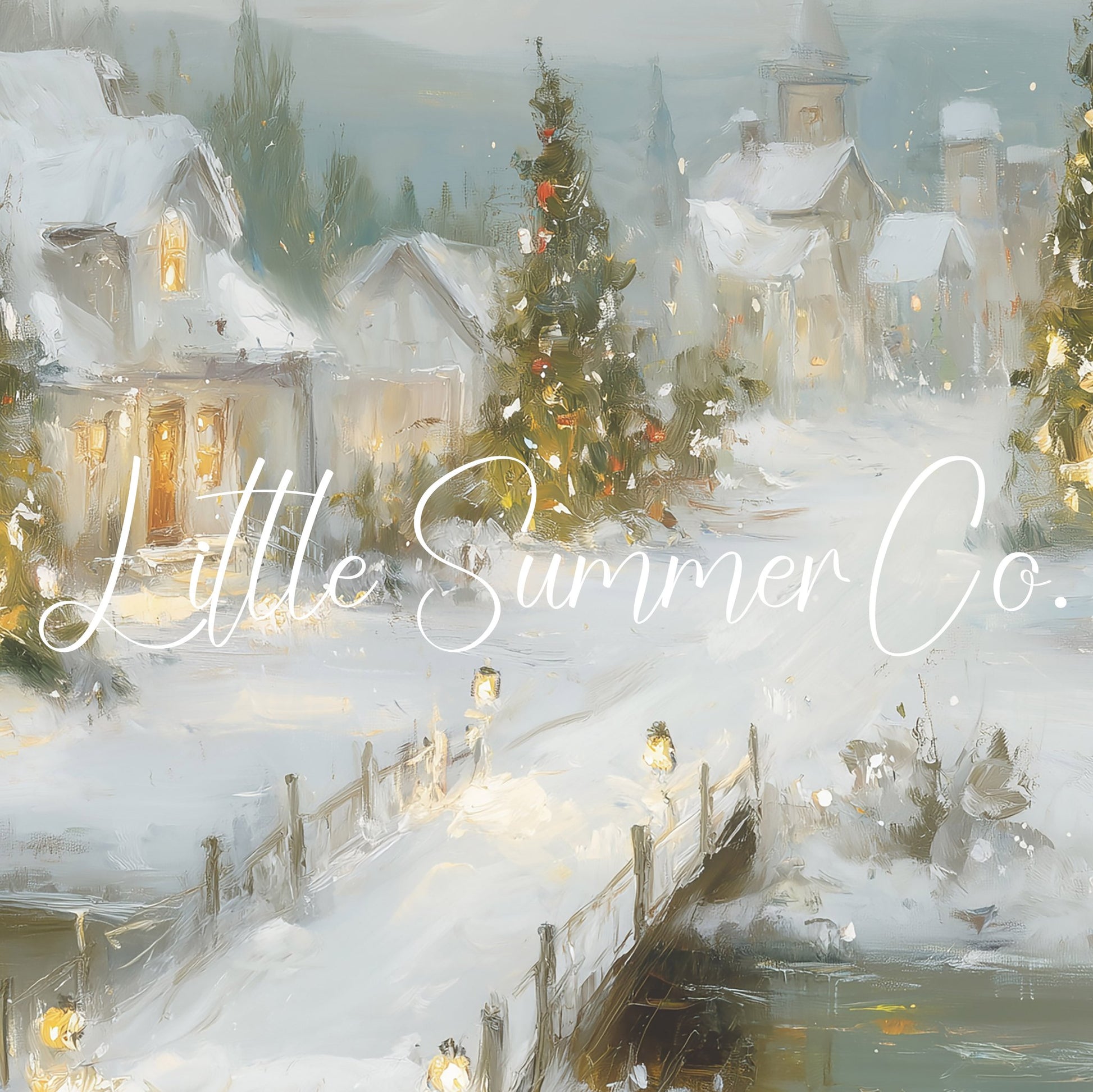 Glowing Christmas Village Snow Frame TV Art displayed on a TV