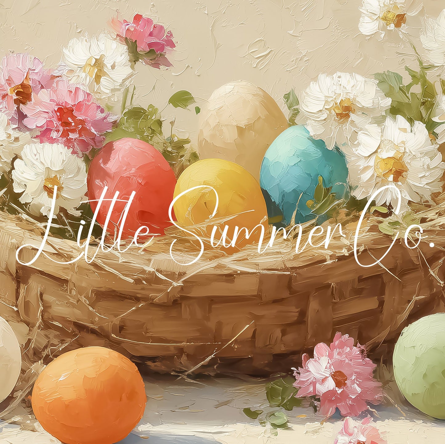 Easter Eggs in Daisy Nest Frame TV Art displayed on a TV