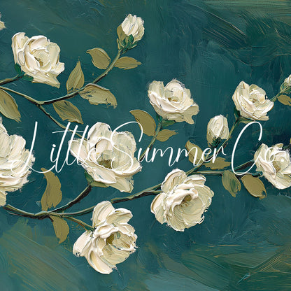 White Rose Branch Frame TV Art displayed on a TV