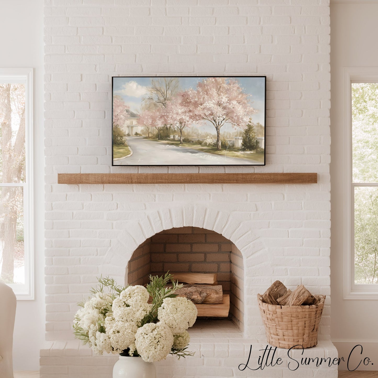 Blossom Tree Lane Frame TV Art displayed on a TV