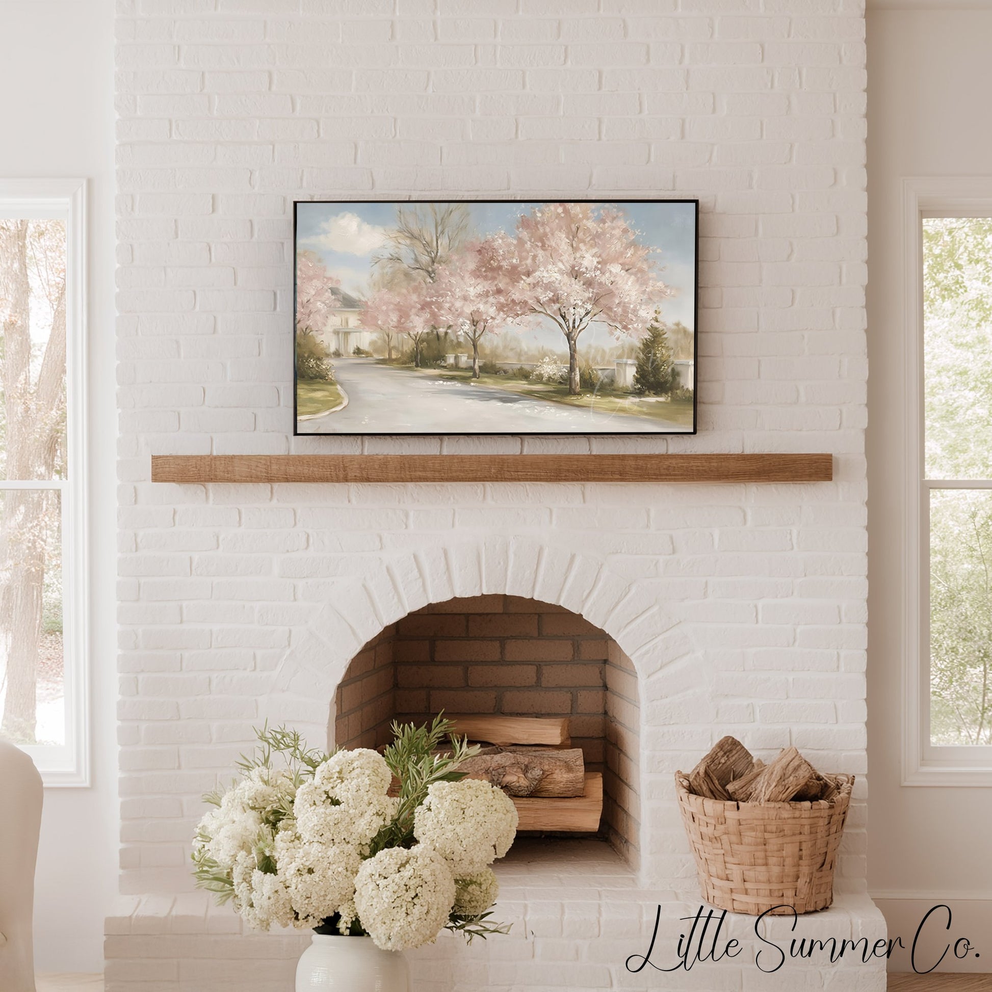 Blossom Tree Lane Frame TV Art displayed on a TV