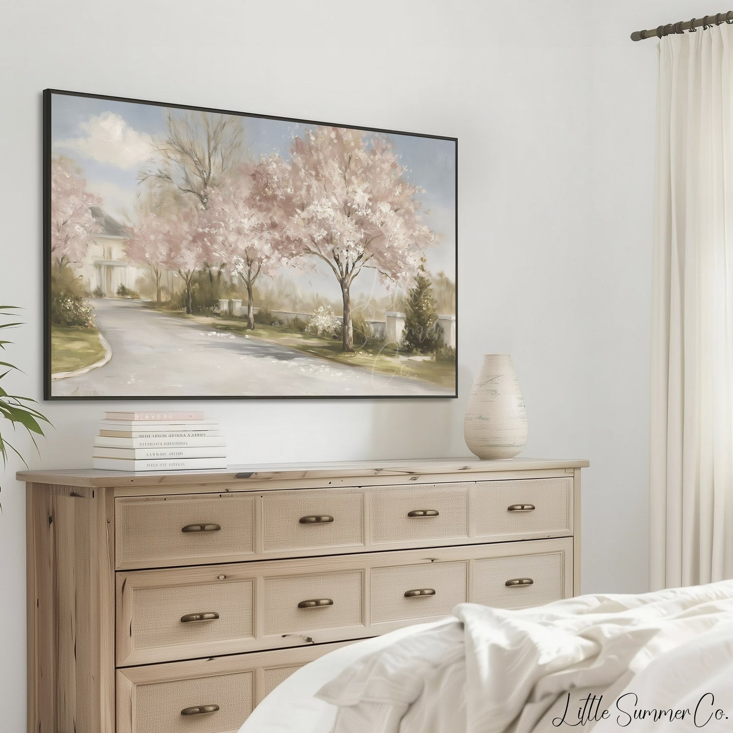 Blossom Tree Lane Frame TV Art displayed on a TV