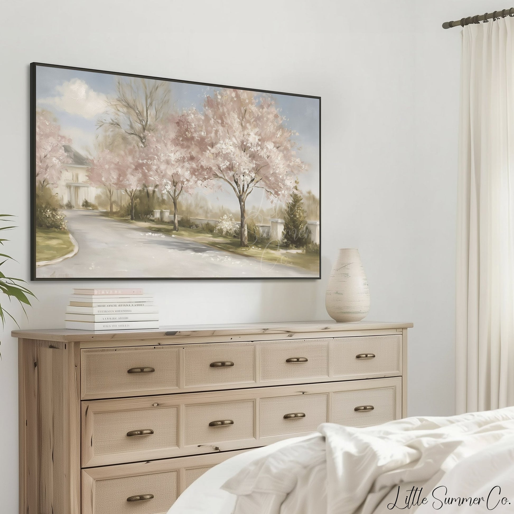 Blossom Tree Lane Frame TV Art displayed on a TV
