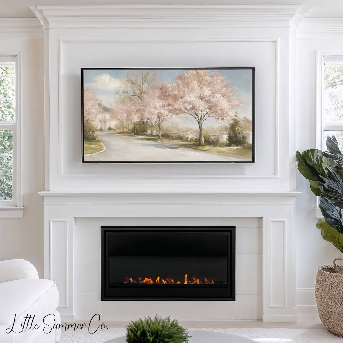 Blossom Tree Lane Frame TV Art displayed on a TV