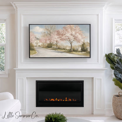 Blossom Tree Lane Frame TV Art displayed on a TV