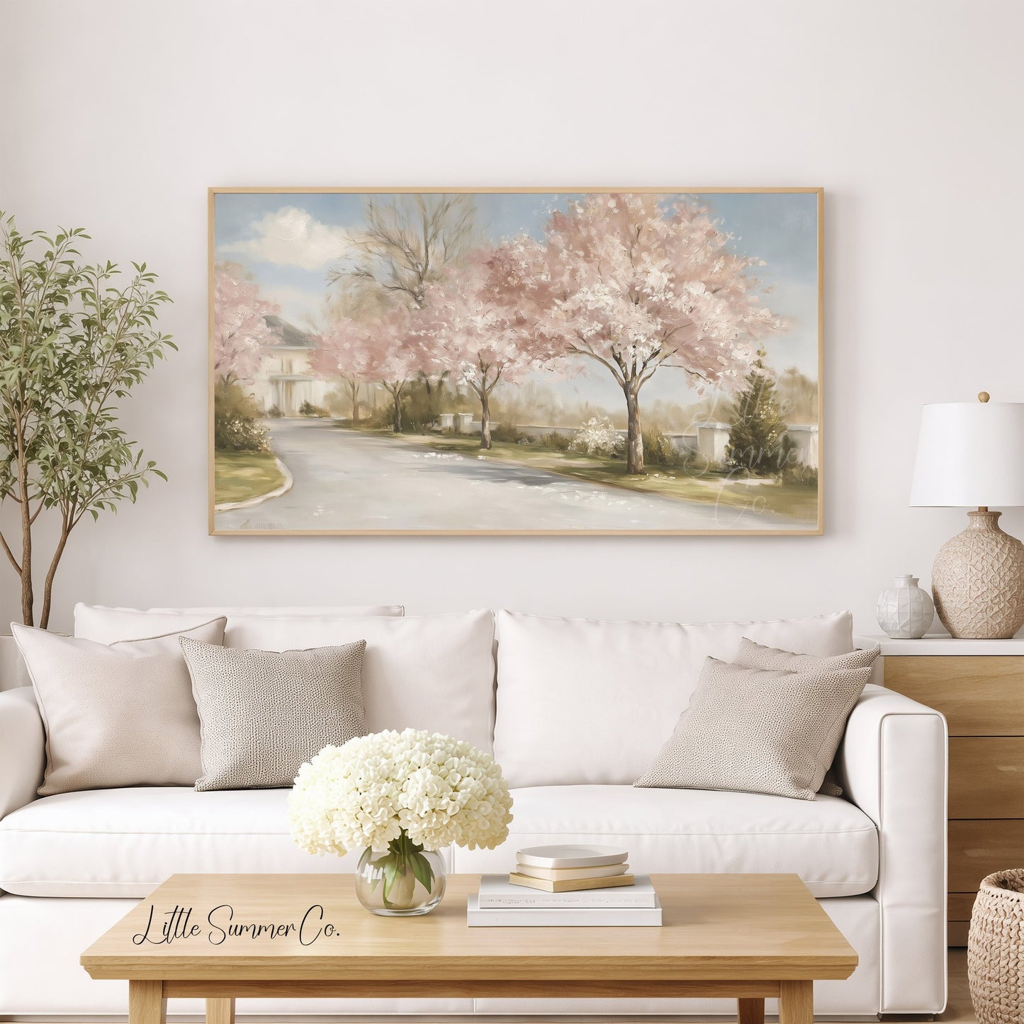 Blossom Tree Lane Frame TV Art displayed on a TV