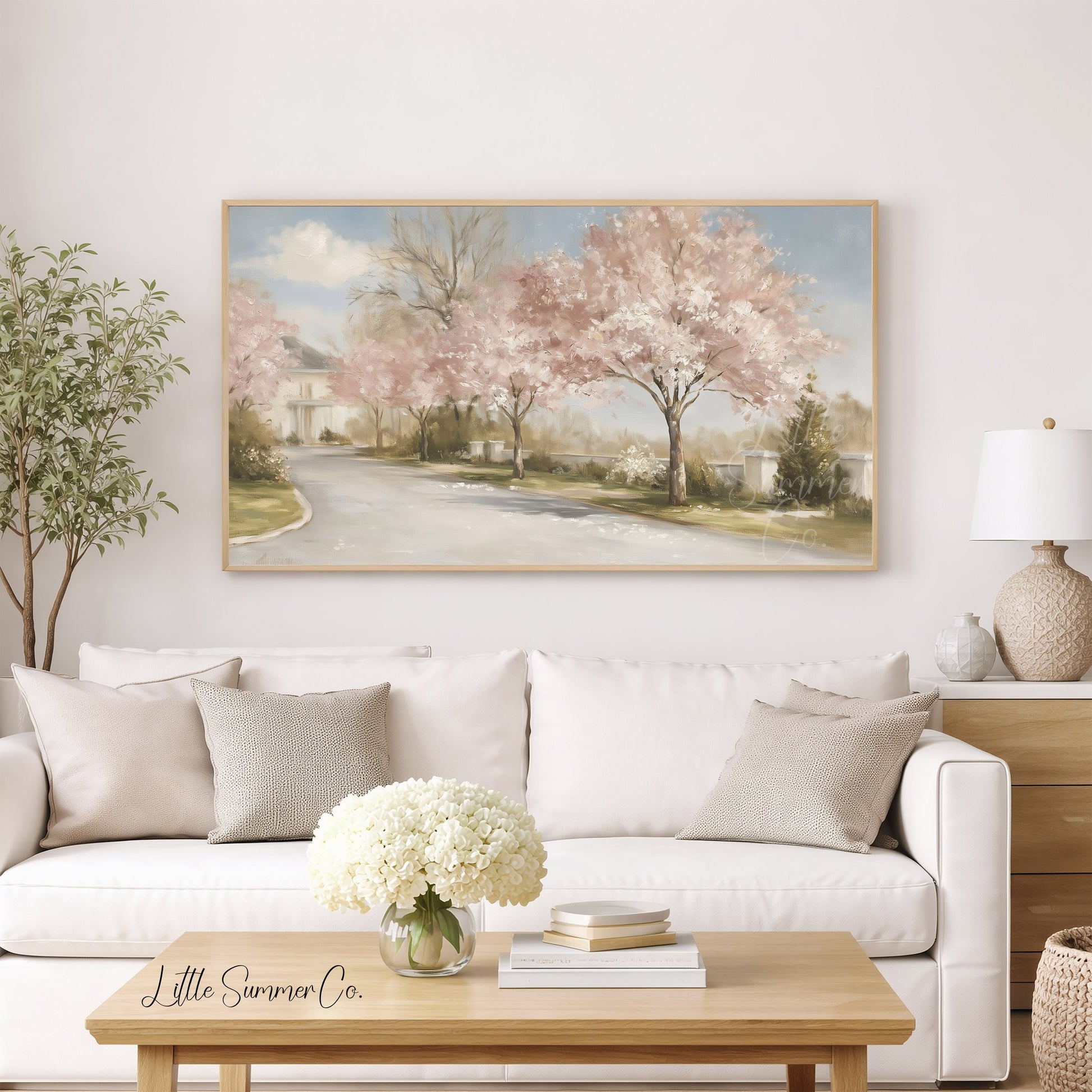 Blossom Tree Lane Frame TV Art displayed on a TV
