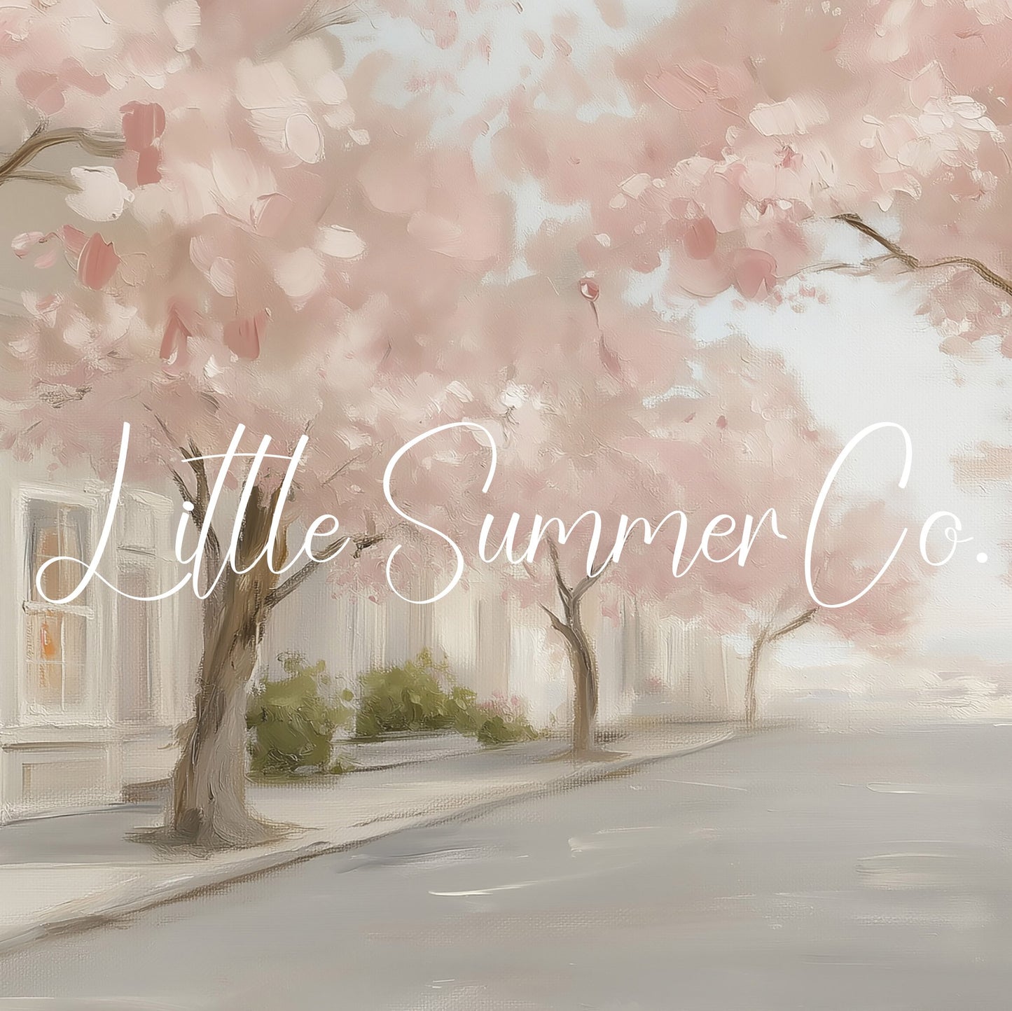 Cherry Blossom Street Frame TV Art displayed on a TV