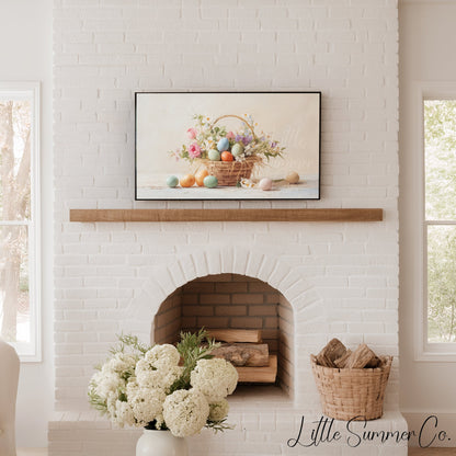 Easter Egg Basket with Roses Frame TV Art displayed on a TV