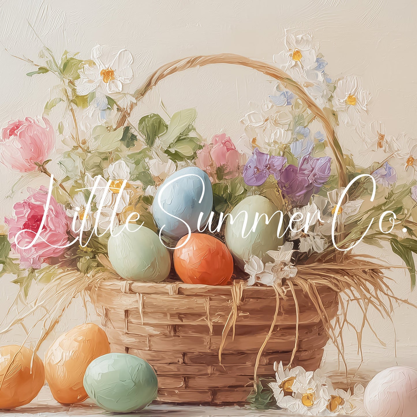 Easter Egg Basket with Roses Frame TV Art displayed on a TV