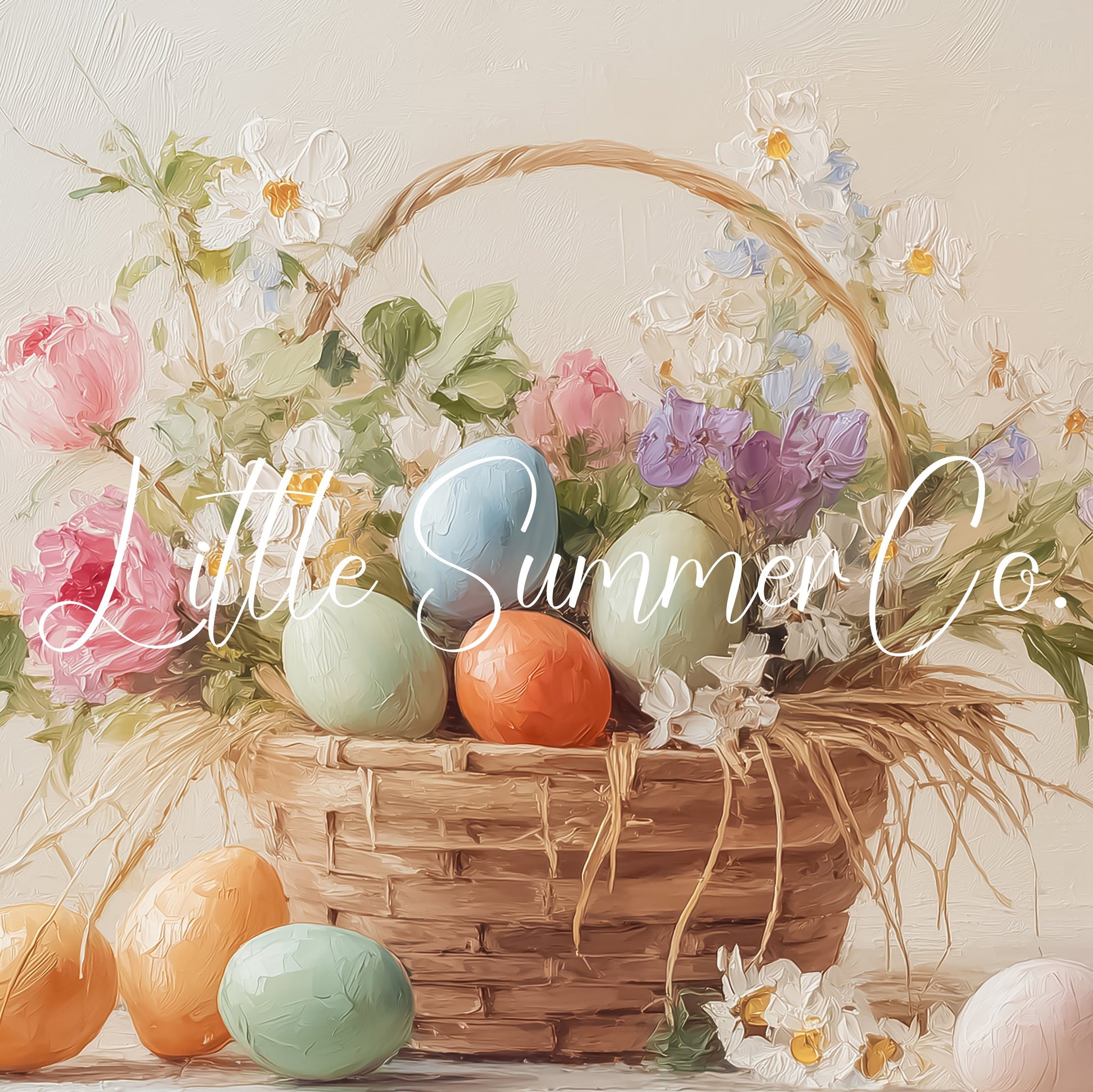 Easter Egg Basket with Roses Frame TV Art displayed on a TV