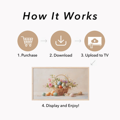 Easter Egg Basket with Roses Frame TV Art displayed on a TV