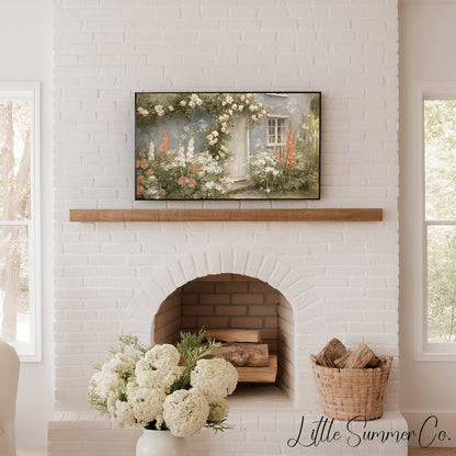 Cottage Garden Roses Frame TV Art displayed on a TV