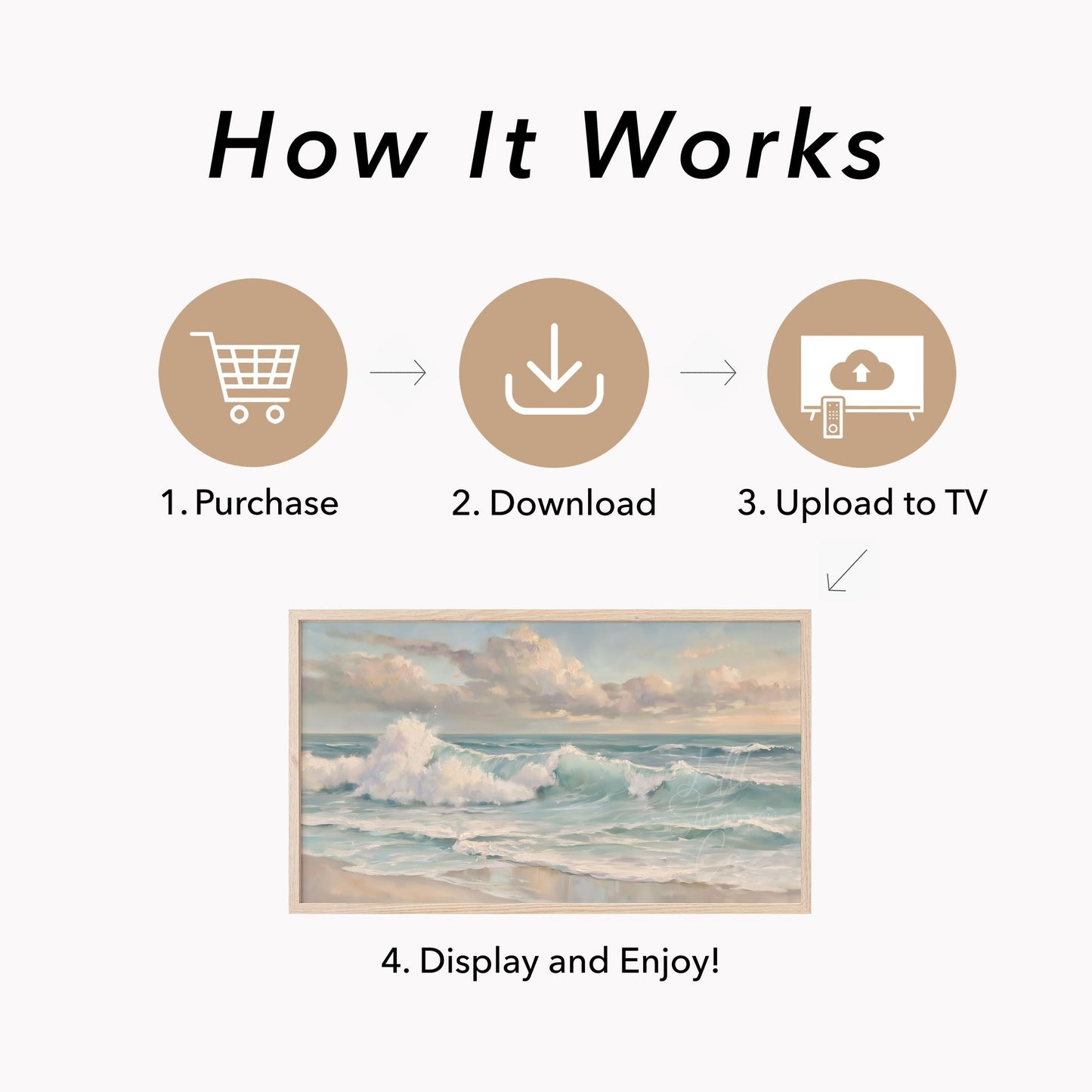 Crashing Ocean Waves Frame TV Art displayed on a TV