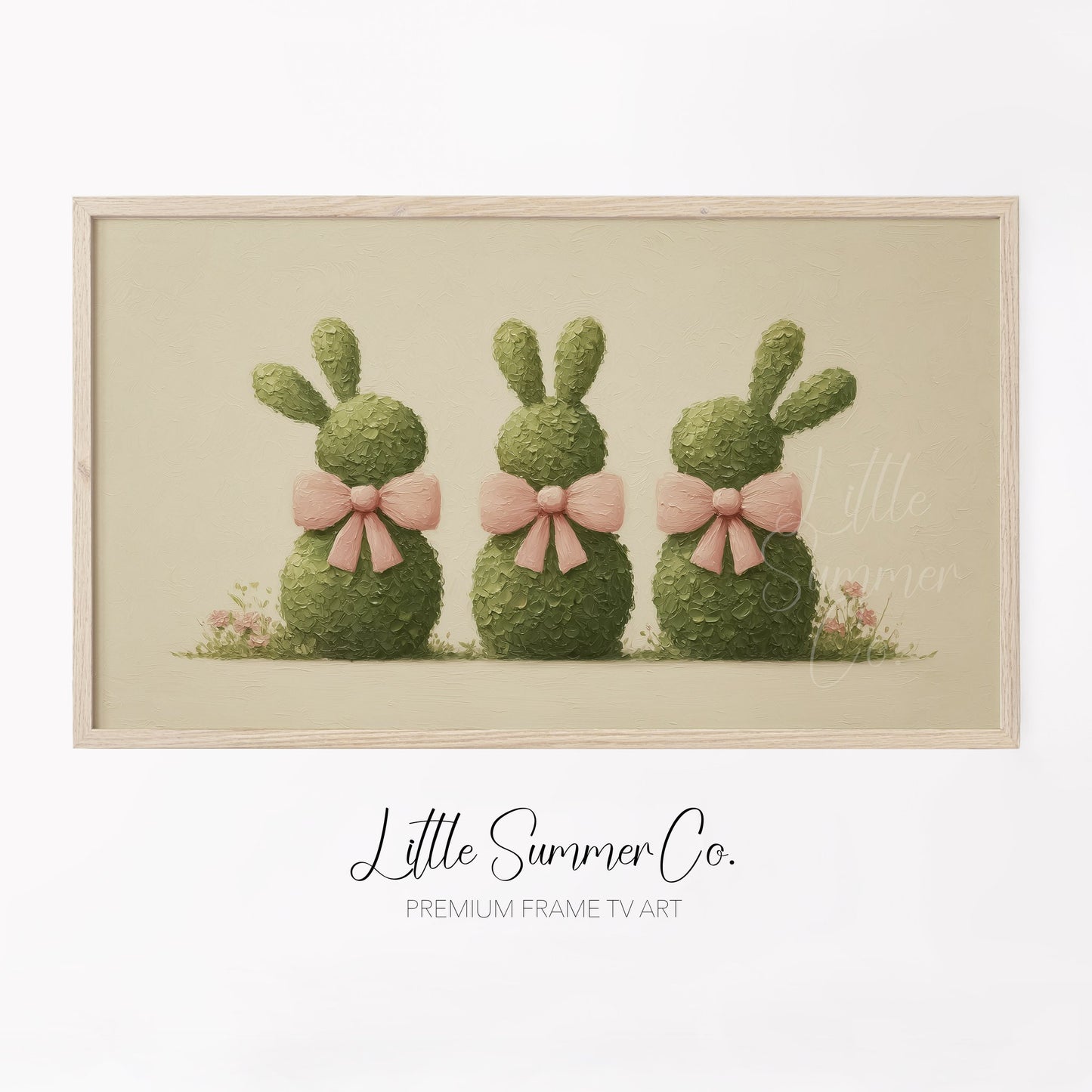 Bunny Topiaries Frame TV Art displayed on a TV