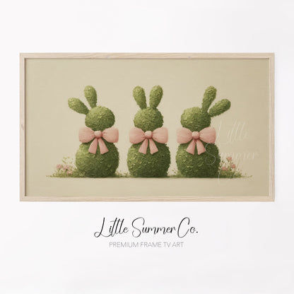 Bunny Topiaries Frame TV Art displayed on a TV