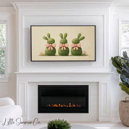 Bunny Topiaries Frame TV Art displayed on a TV