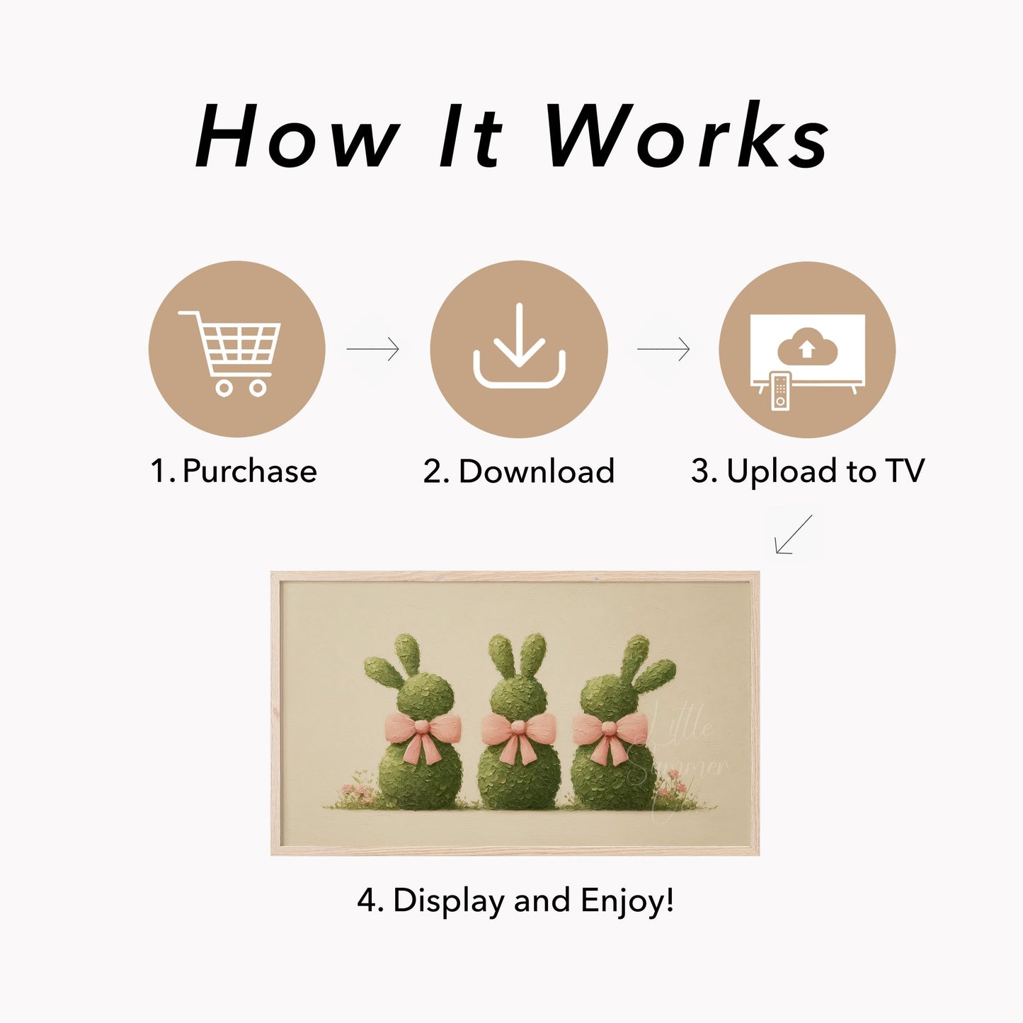 Bunny Topiaries Frame TV Art displayed on a TV