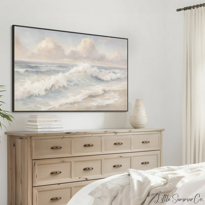 Gentle Beach Surf Frame TV Art displayed on a TV