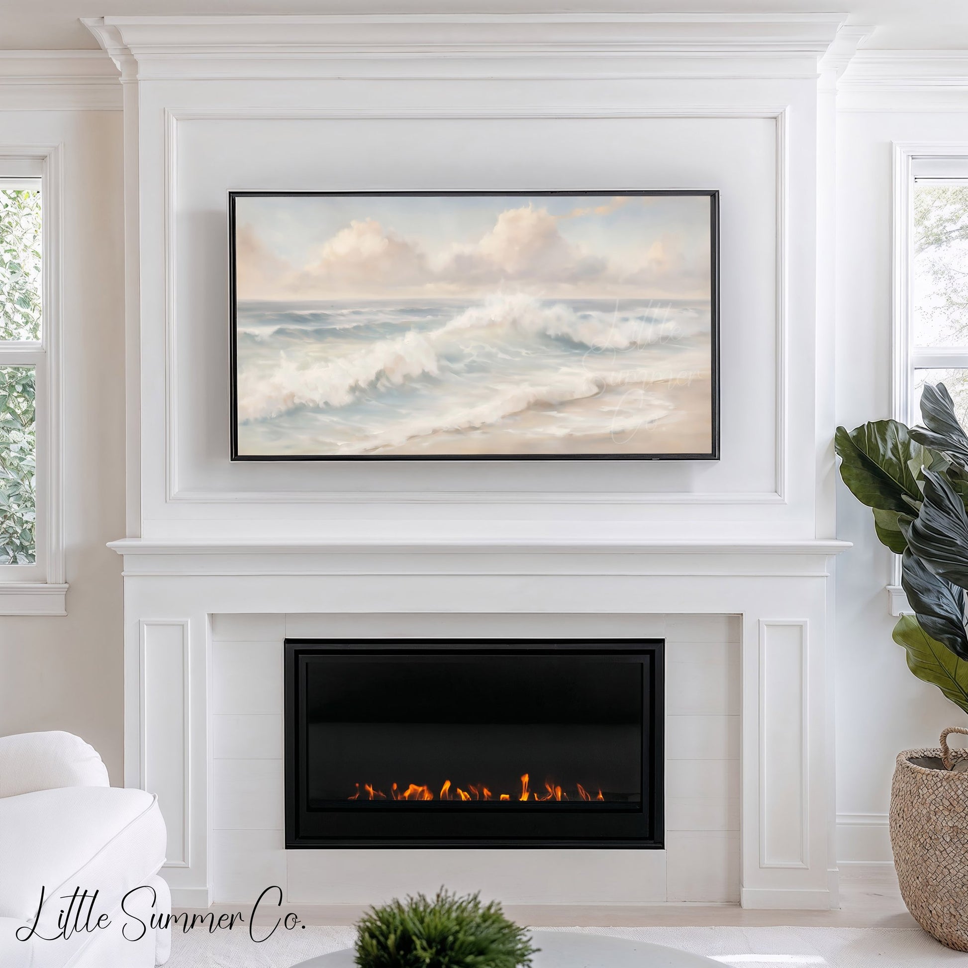 Gentle Beach Surf Frame TV Art displayed on a TV