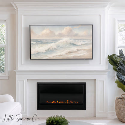 Gentle Beach Surf Frame TV Art displayed on a TV