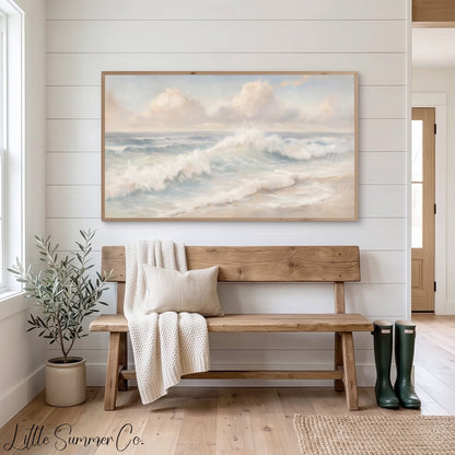Gentle Beach Surf Frame TV Art displayed on a TV