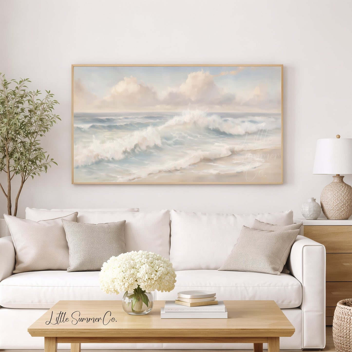 Gentle Beach Surf Frame TV Art displayed on a TV