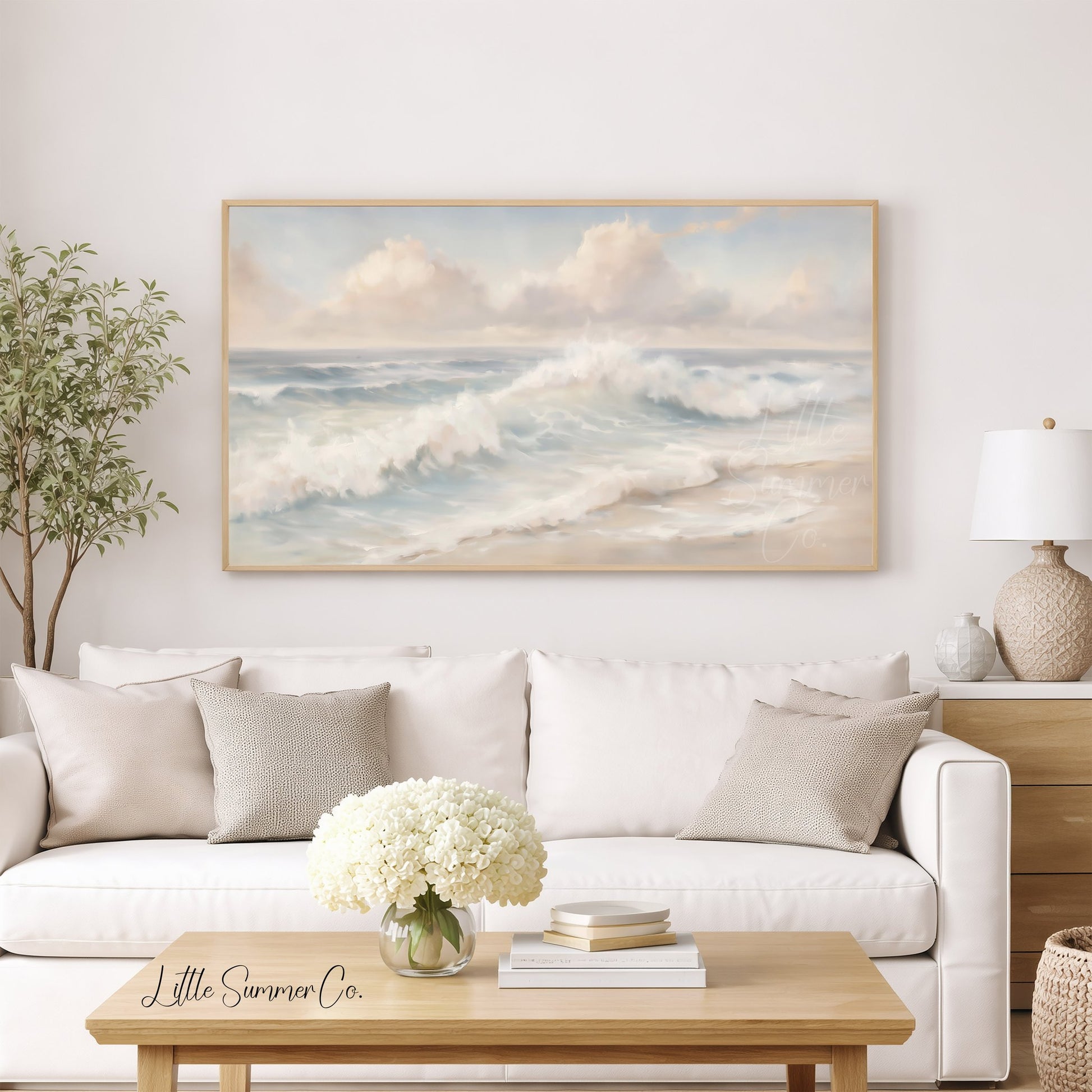 Gentle Beach Surf Frame TV Art displayed on a TV