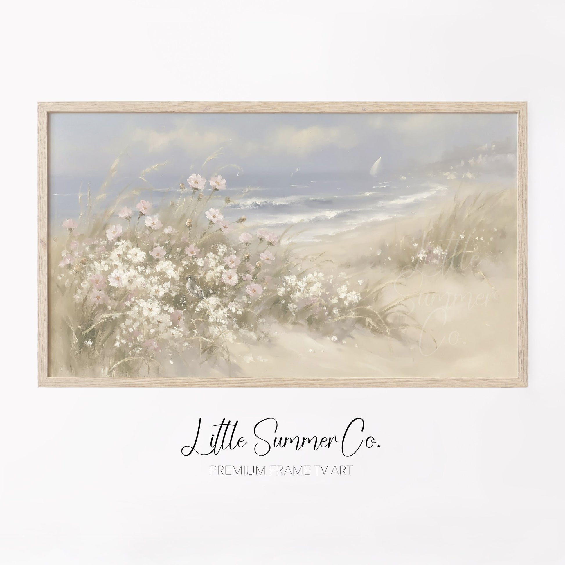 Beach Dune Flowers Frame TV Art displayed on a TV