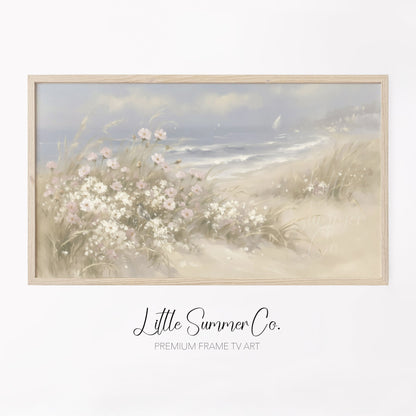 Beach Dune Flowers Frame TV Art displayed on a TV