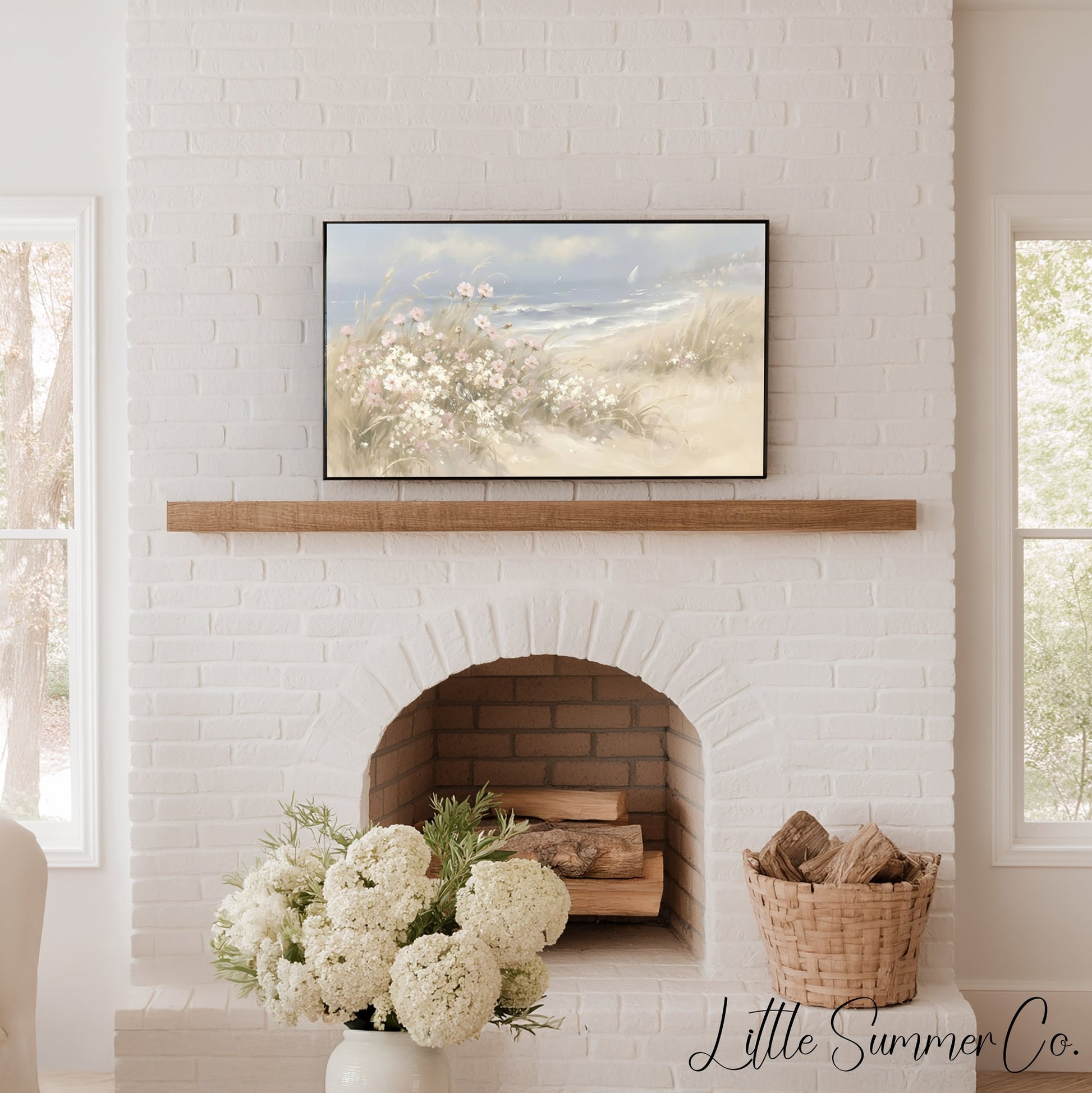 Beach Dune Flowers Frame TV Art displayed on a TV