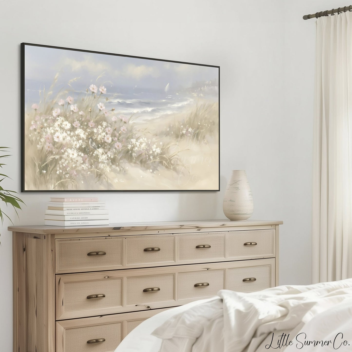 Beach Dune Flowers Frame TV Art displayed on a TV