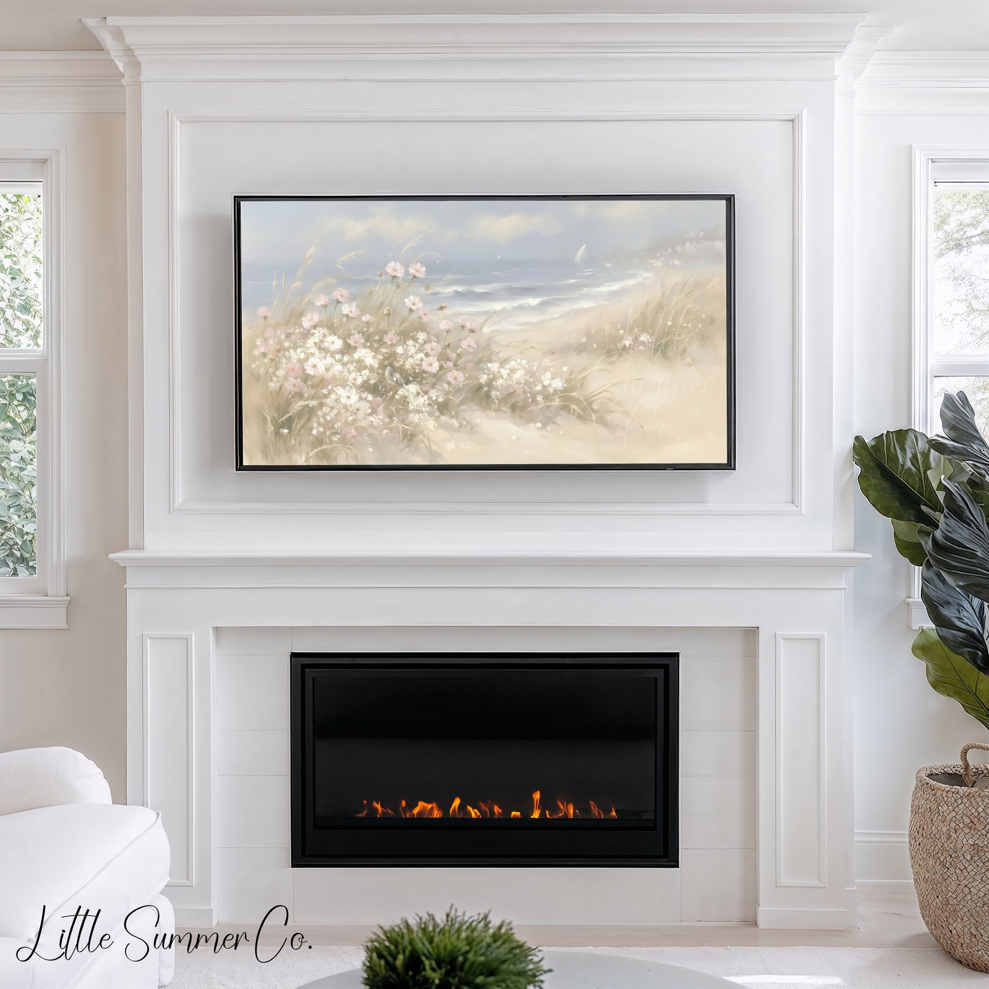 Beach Dune Flowers Frame TV Art displayed on a TV