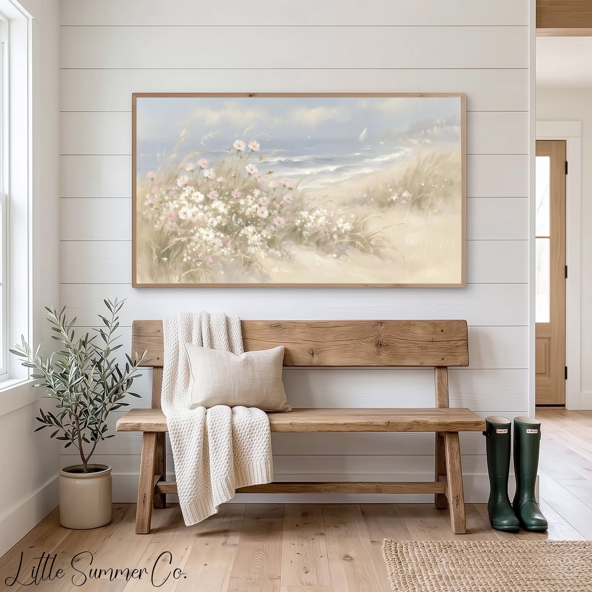 Beach Dune Flowers Frame TV Art displayed on a TV