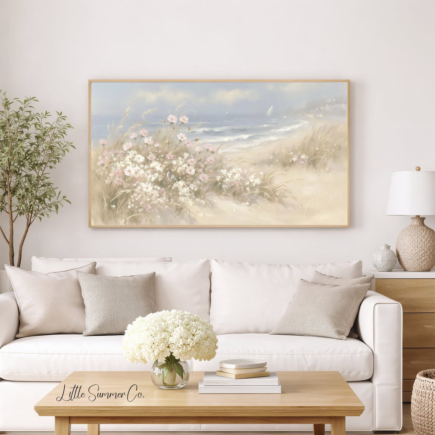 Beach Dune Flowers Frame TV Art displayed on a TV