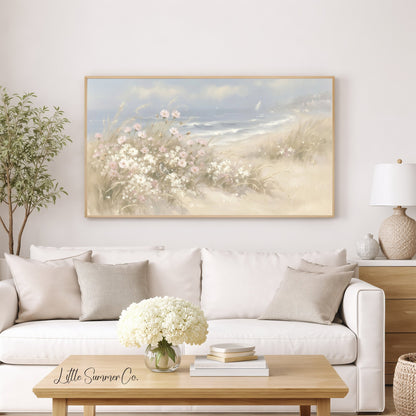 Beach Dune Flowers Frame TV Art displayed on a TV