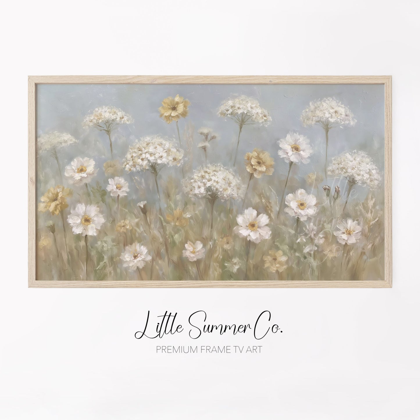 Soft Wildflower Meadow Neutral Frame TV Art displayed on a TV