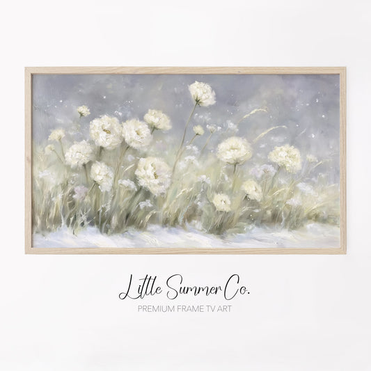Soft Meadow Flowers Frame TV Art displayed on a TV