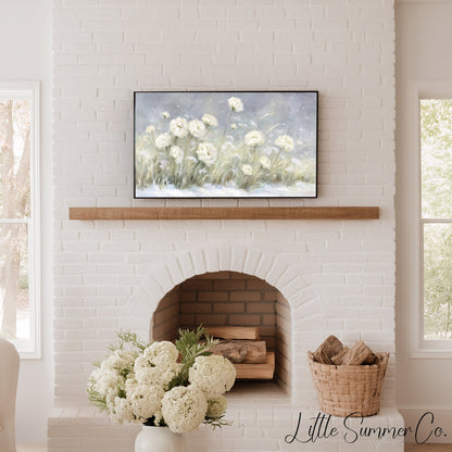 Soft Meadow Flowers Frame TV Art displayed on a TV