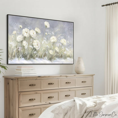 Soft Meadow Flowers Frame TV Art displayed on a TV