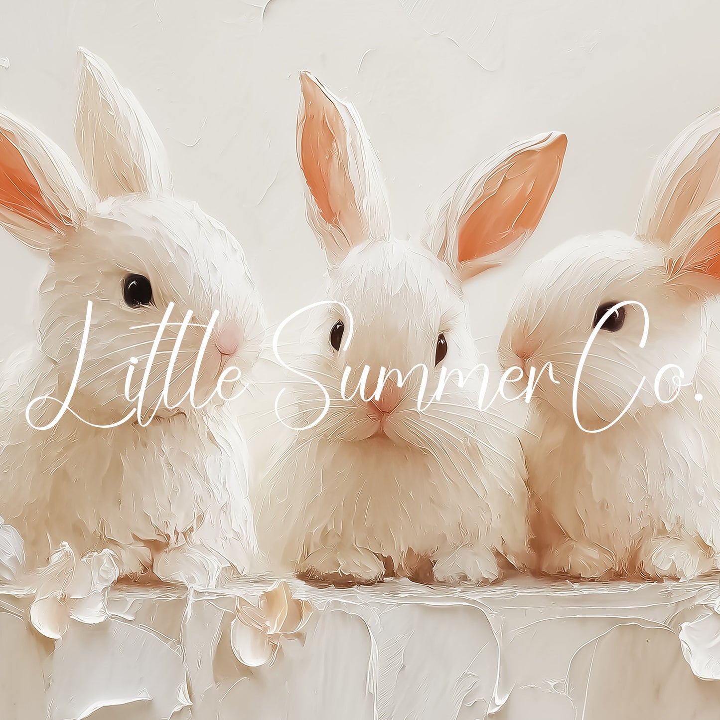 White Rabbits With Flowers Frame TV Art displayed on a TV