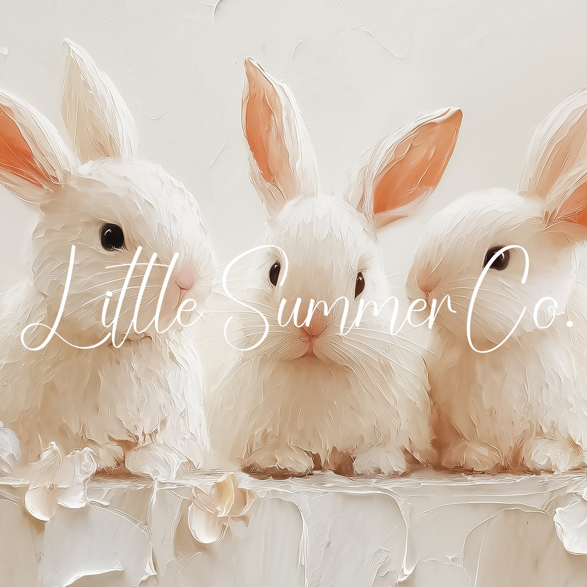 White Rabbits With Flowers Frame TV Art displayed on a TV