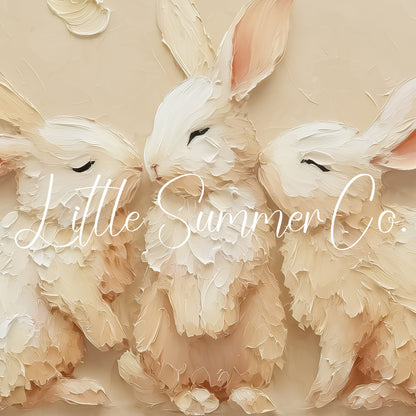 White Rabbits With Feathers Frame TV Art displayed on a TV