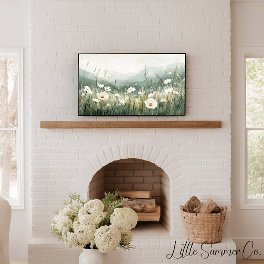 White Mountain Wildflowers Frame TV Art displayed on a TV
