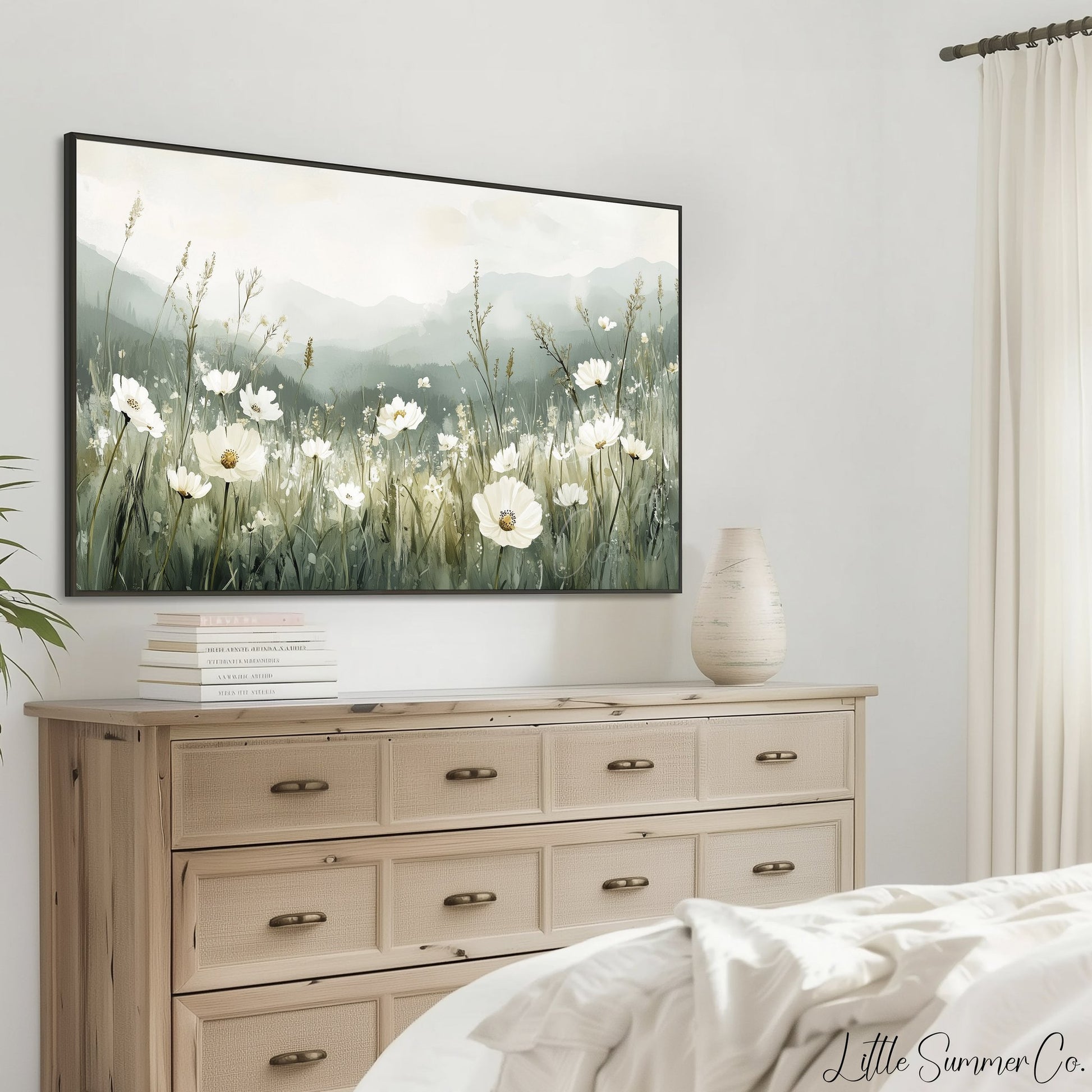 White Mountain Wildflowers Frame TV Art displayed on a TV