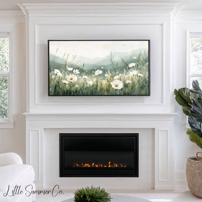 White Mountain Wildflowers Frame TV Art displayed on a TV